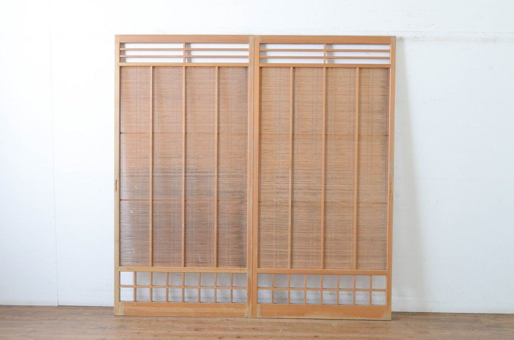 現状販売 夏戸 セット レトロ建具 シンプル 簾戸 御簾戸 簀戸 葭戸 夏障子 すど 引き戸 4～7営業日前後で発送 修理加工希望の方3ヶ月程で発送 R-065063