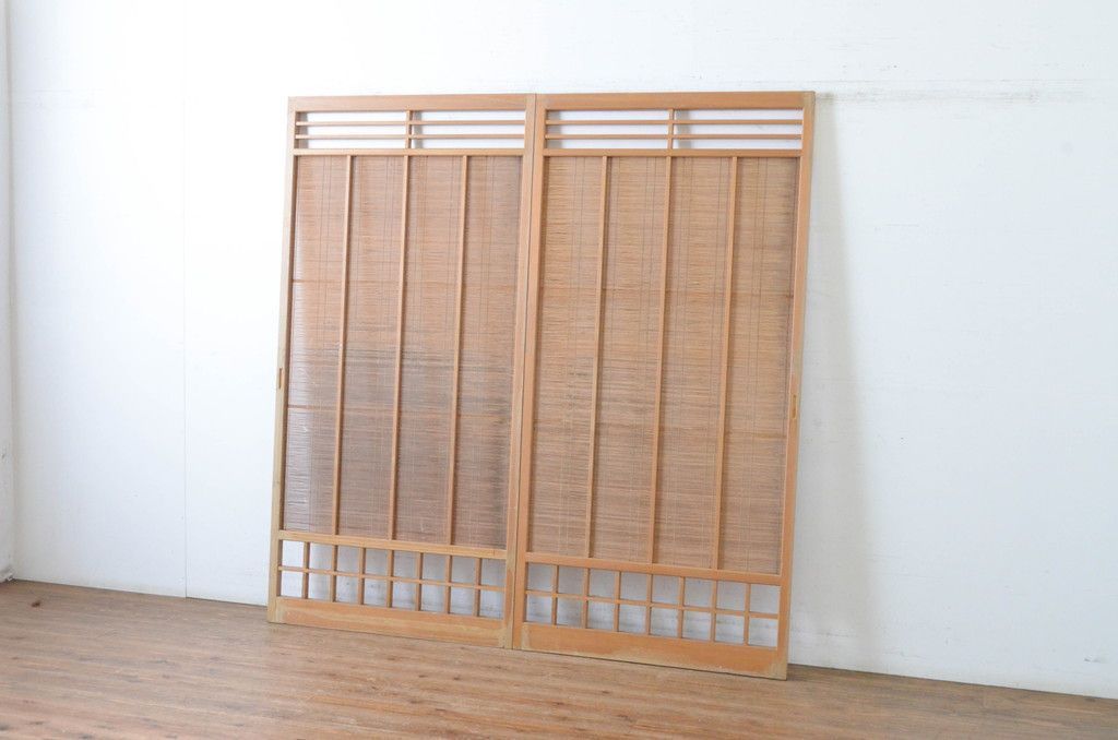 現状販売 夏戸 セット レトロ建具 シンプル 簾戸 御簾戸 簀戸 葭戸 夏障子 すど 引き戸 4～7営業日前後で発送 修理加工希望の方3ヶ月程で発送 R 065063
