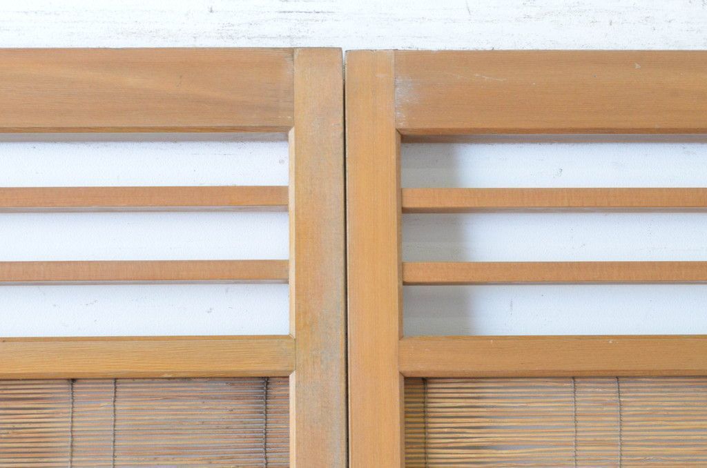  現状販売 夏戸 セット レトロ建具 シンプル 簾戸 御簾戸 簀戸 葭戸 夏障子 すど 引き戸 4～7営業日前後で発送 修理加工希望の方3ヶ月程で発送 R 065063 ドア 扉 板戸 障子 住宅設備
