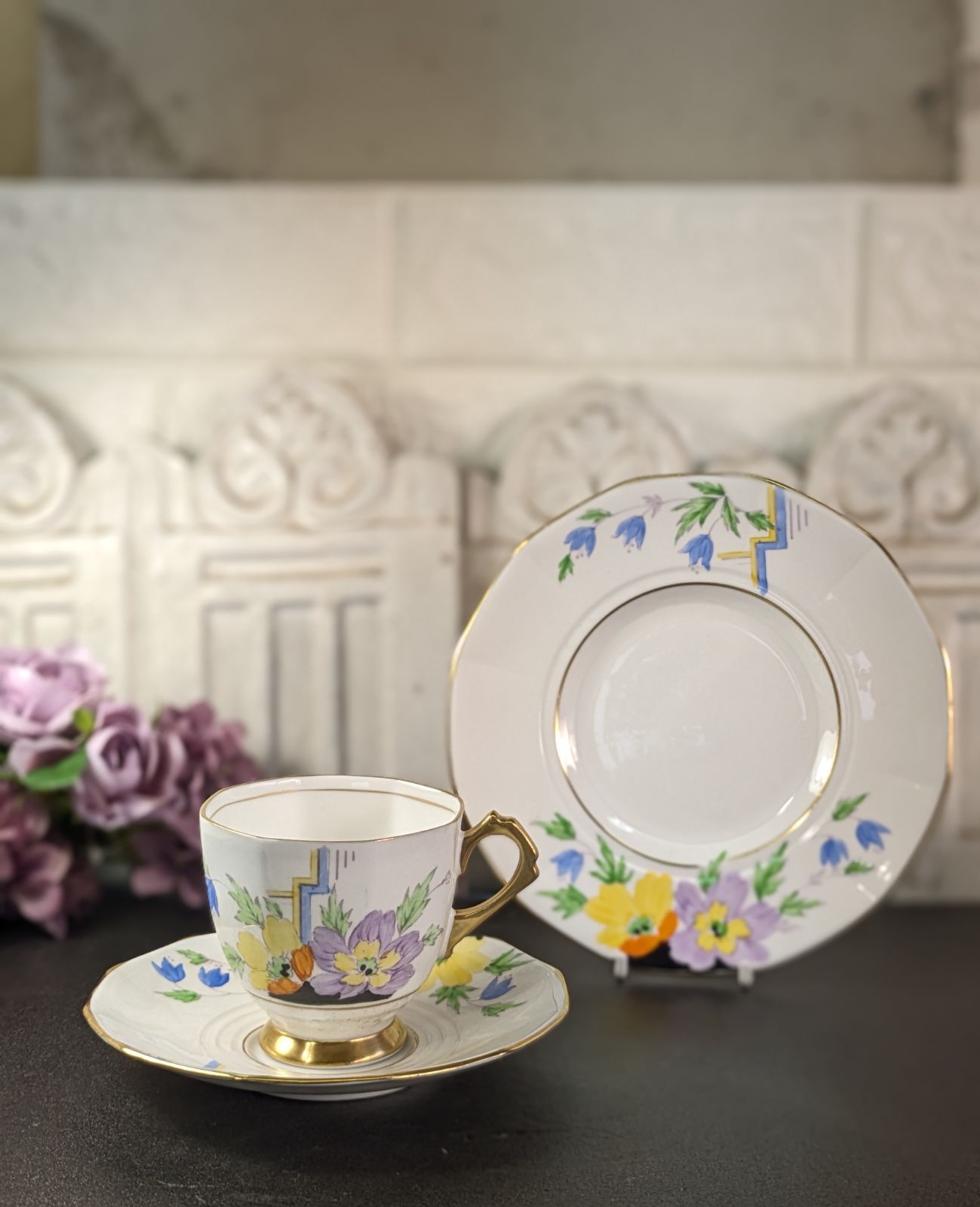 イギリス アンティーク タスカン Tuscan カップ＆ソーサー ケーキ皿