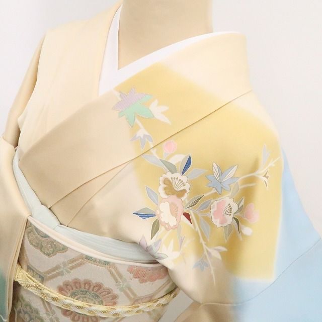 ❁tomihisa❁千總謹製 高島屋扱い 金駒刺繍 着物 正絹 仕付け糸付”浅