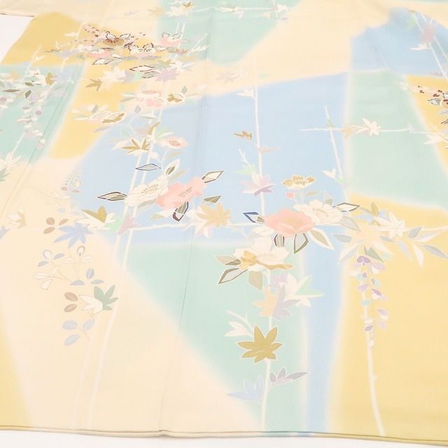 ❁tomihisa❁千總謹製 高島屋扱い 金駒刺繍 着物 正絹 仕付け糸付”浅