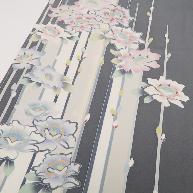 ❁tomihisa❁美品 手描き友禅 落款 着物 正絹 仕付け糸付 作家物