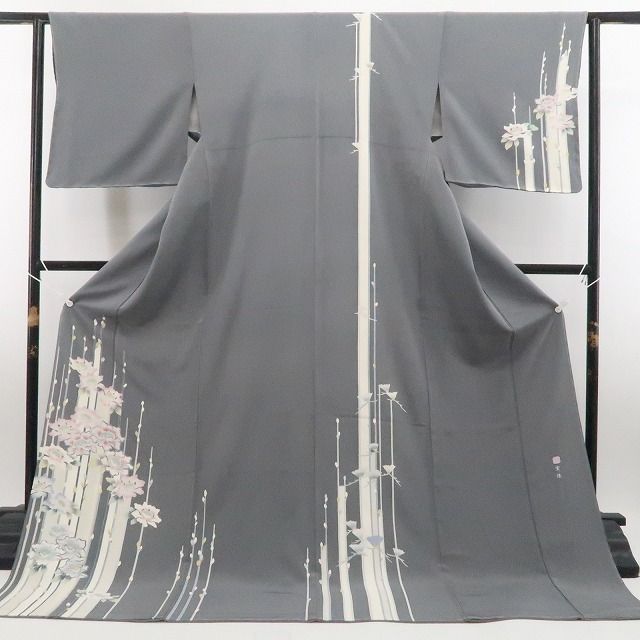❁tomihisa❁美品 手描き友禅 落款 着物 正絹 仕付け糸付 作家物