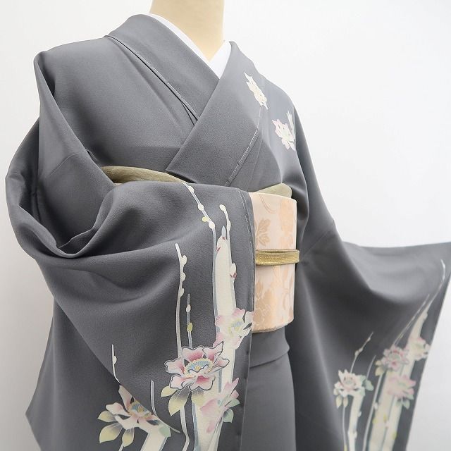 ❁tomihisa❁美品 手描き友禅 落款 着物 正絹 仕付け糸付 作家物