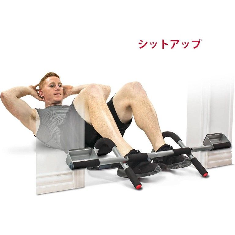 自宅で本格筋トレ プルアップバー＆プッシュアップバー＆腹筋ローラーセット ドア取付式 筋力トレーニング フィットネス エクササイズ コンパクト収納 人間工学ハンドル