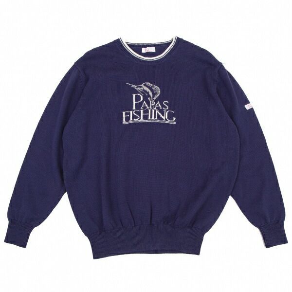 papas ニット パパスPapas カジキニットセーター 紺M位 - メルカリ
