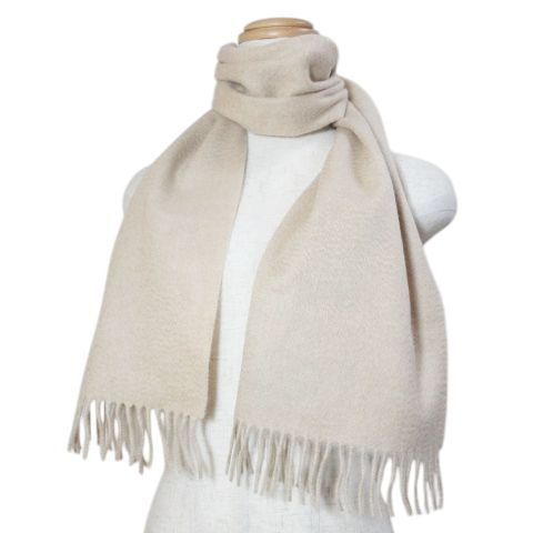 美品✨バランタイン マフラー ストール カシミヤ フリンジ BALLANTYNE バランタイン BALLANTYNE カシミヤマフラー フリンジ 無地 ベージュ /X