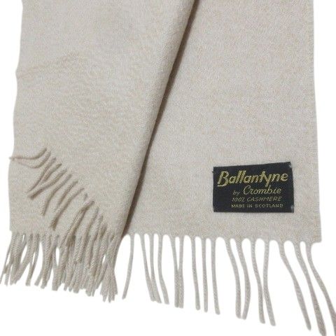 バランタイン BALLANTYNE カシミヤマフラー フリンジ 無地 ベージュ /X
