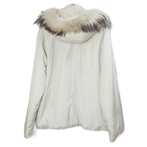 マックスマーラ ウィークエンドライン MAX MARA WEEKEND LINE ラクーンファー中綿ジャケット ジップアップ 2 WAYフード 44 LL相当 アイボリー X