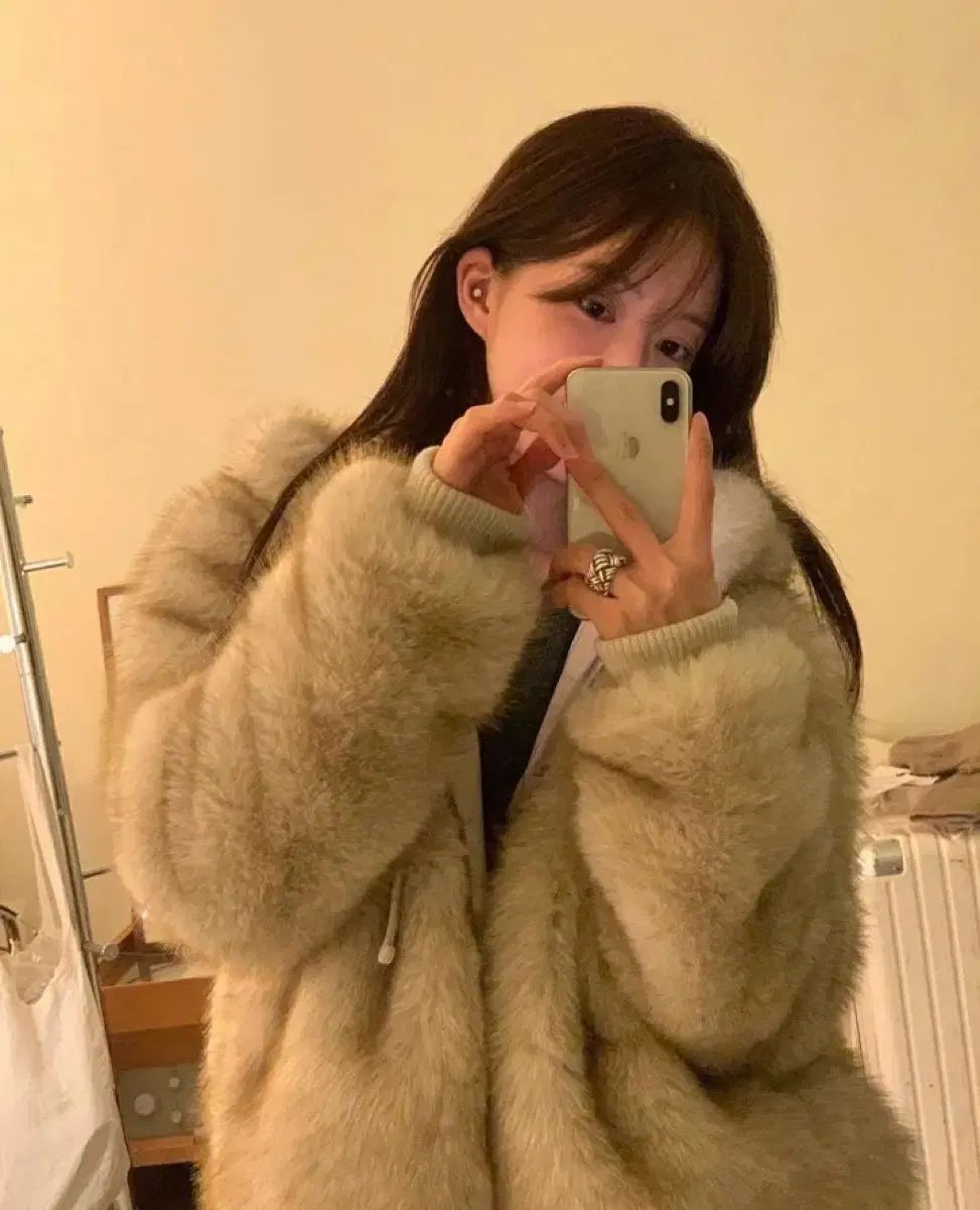 OBZEE ボッテガヴェネタ シアリング ファー フーディ ジャケット ベージュ