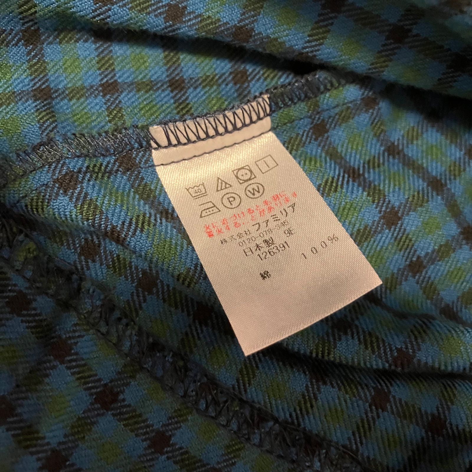  392ファミリア 90 size 緑チェックワンピース ワンピース ベビー服(~95cm)