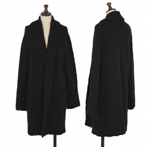 リミフゥLIMI feu ウール混ショールボタンレスニットカーディガン 黒S