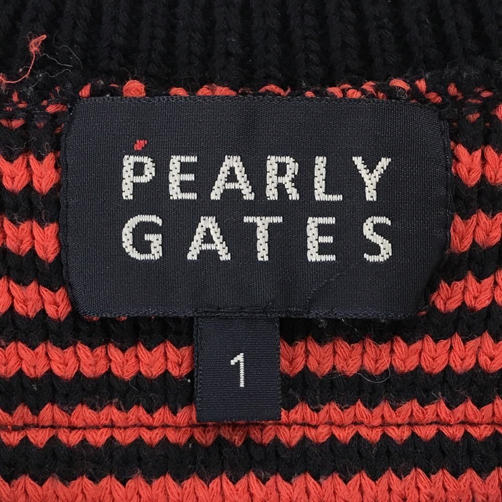 超美品】パーリーゲイツ ニットベスト ネイビー×レッド 肩ボーダー