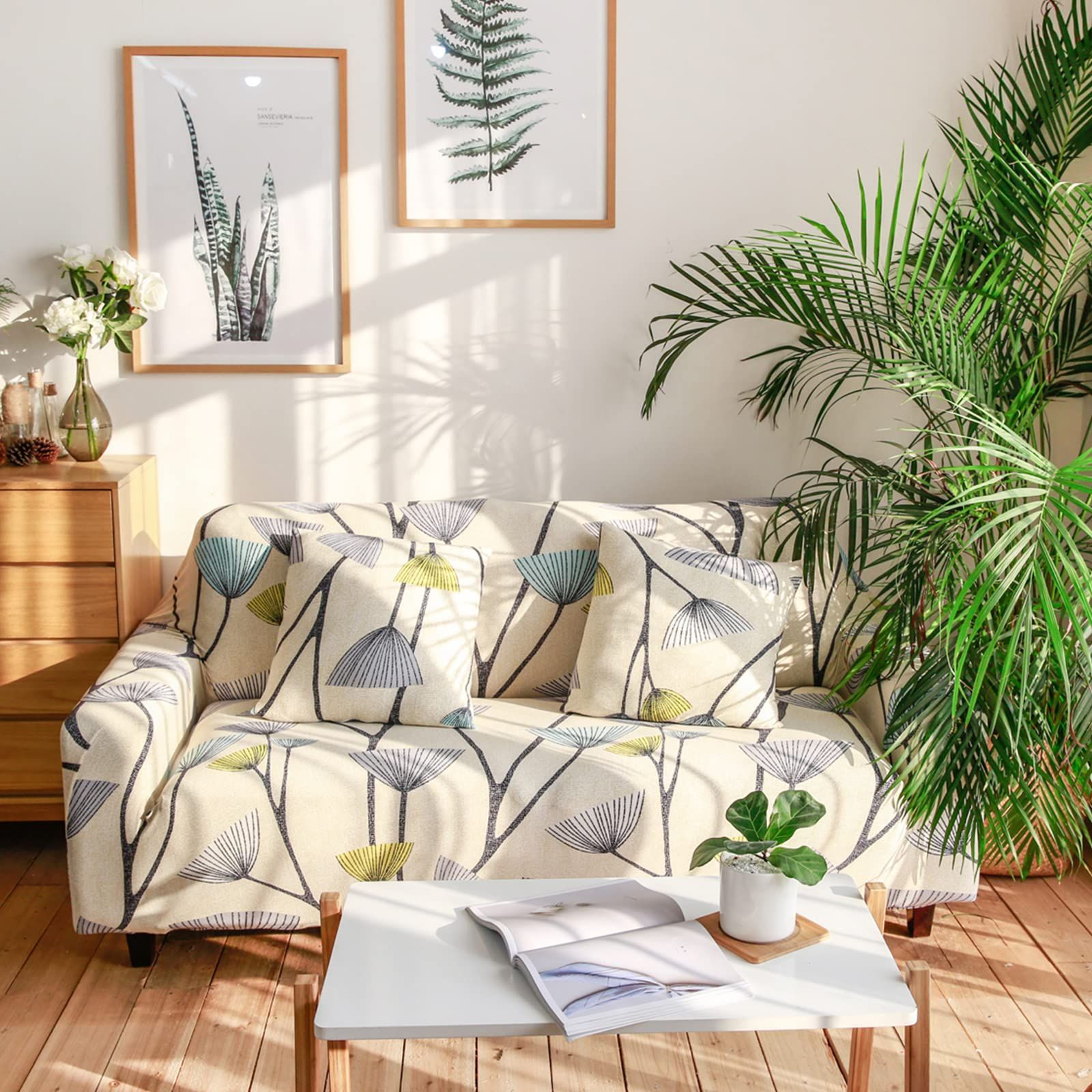 ソファーカバー 3人掛け 肘付き ストレッチ 北欧風 伸縮素材 滑り止め