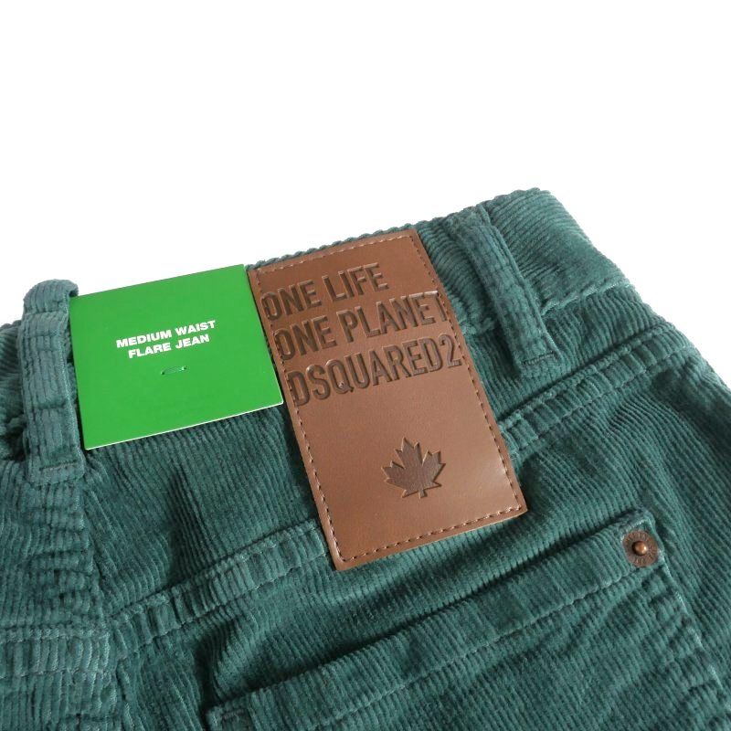 【中古】未使用品 ディースクエアード DSQUARED2 22AW Mid Waist コーデュロイ フレアパンツ 38 グリーン 緑 S73LA0266 ディースクエアード DSQUARED2 22AW Mid Waist コーデュロイ フレア