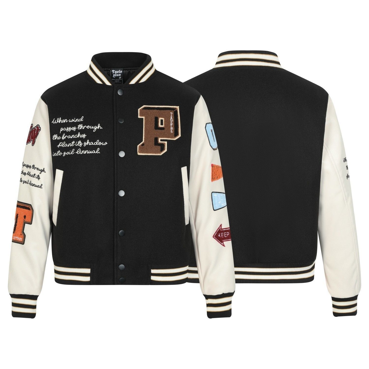 EonM メンズ欧米 パーカーベースボールジャケット刺しゅうコート綿服