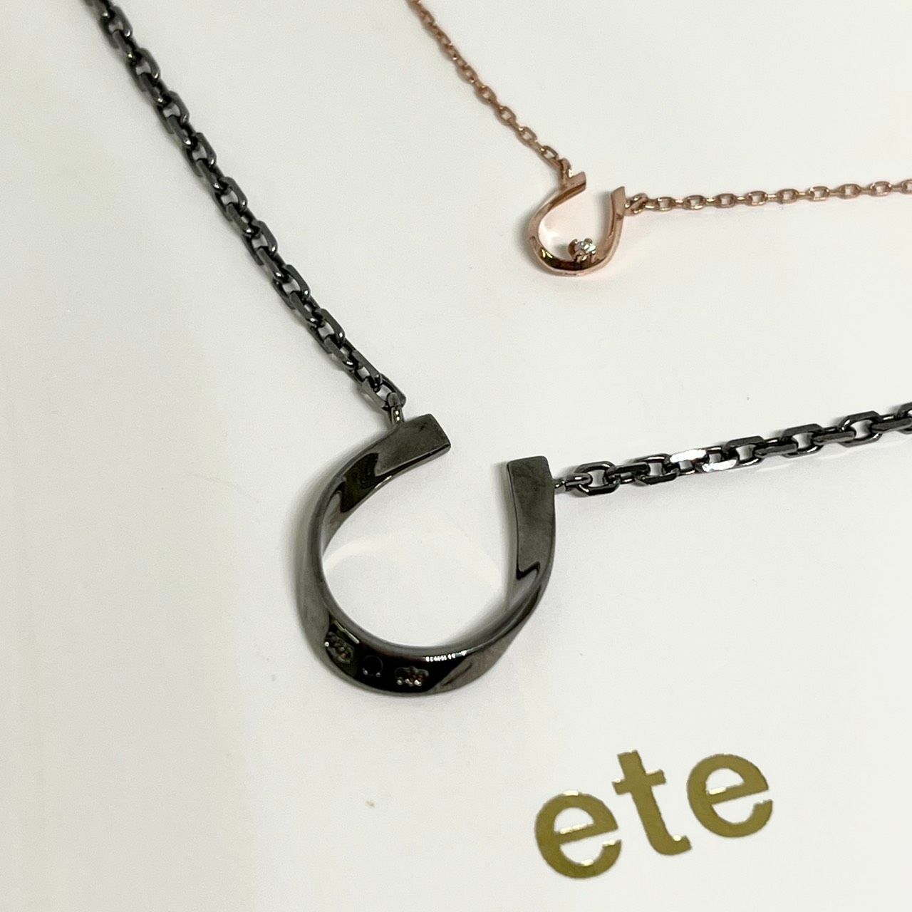 ete】エテ ペア ネックレス 925 K10 ダイヤモンド ホースシュー 男女