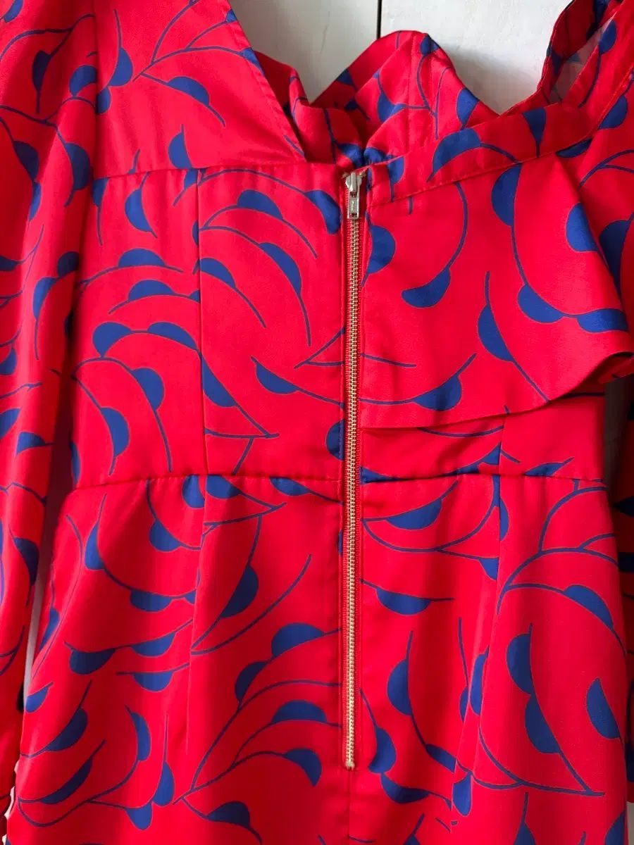  コンディション最高 Self Portrait レッド パータン ミニ ONE PIECE 2 長袖 七分袖 ミニワンピース