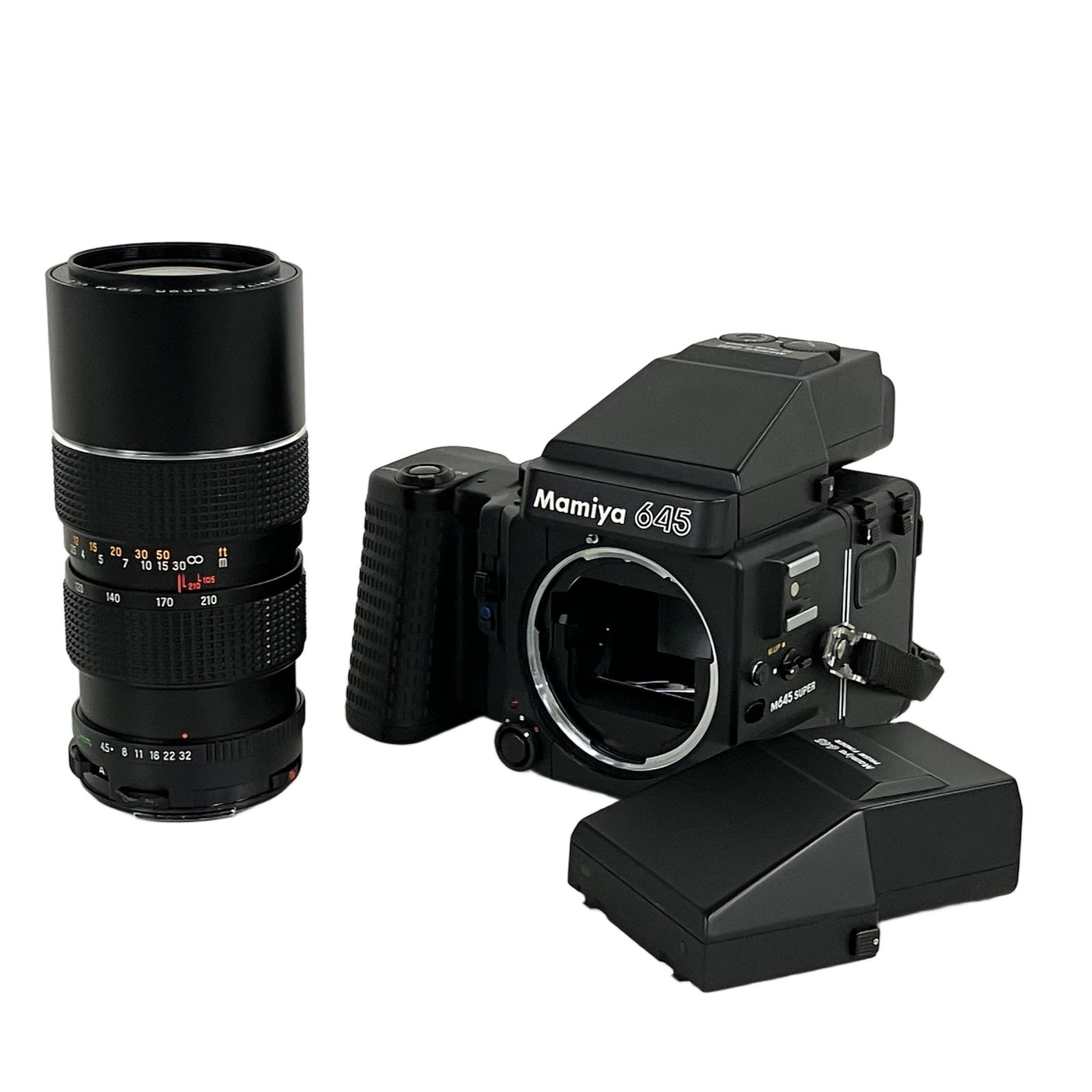 Mamiya M 645 SUPER 中判フィルムカメラ 105-210 mm F 4.5 レンズ ファインダー グリップ セット