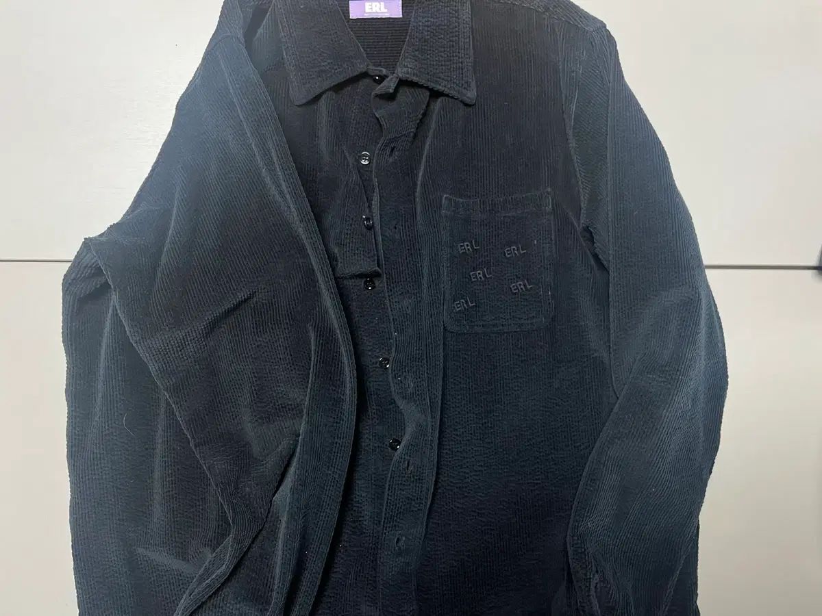 erl コーデュロイ シャツ black サイズ L 韓国 100