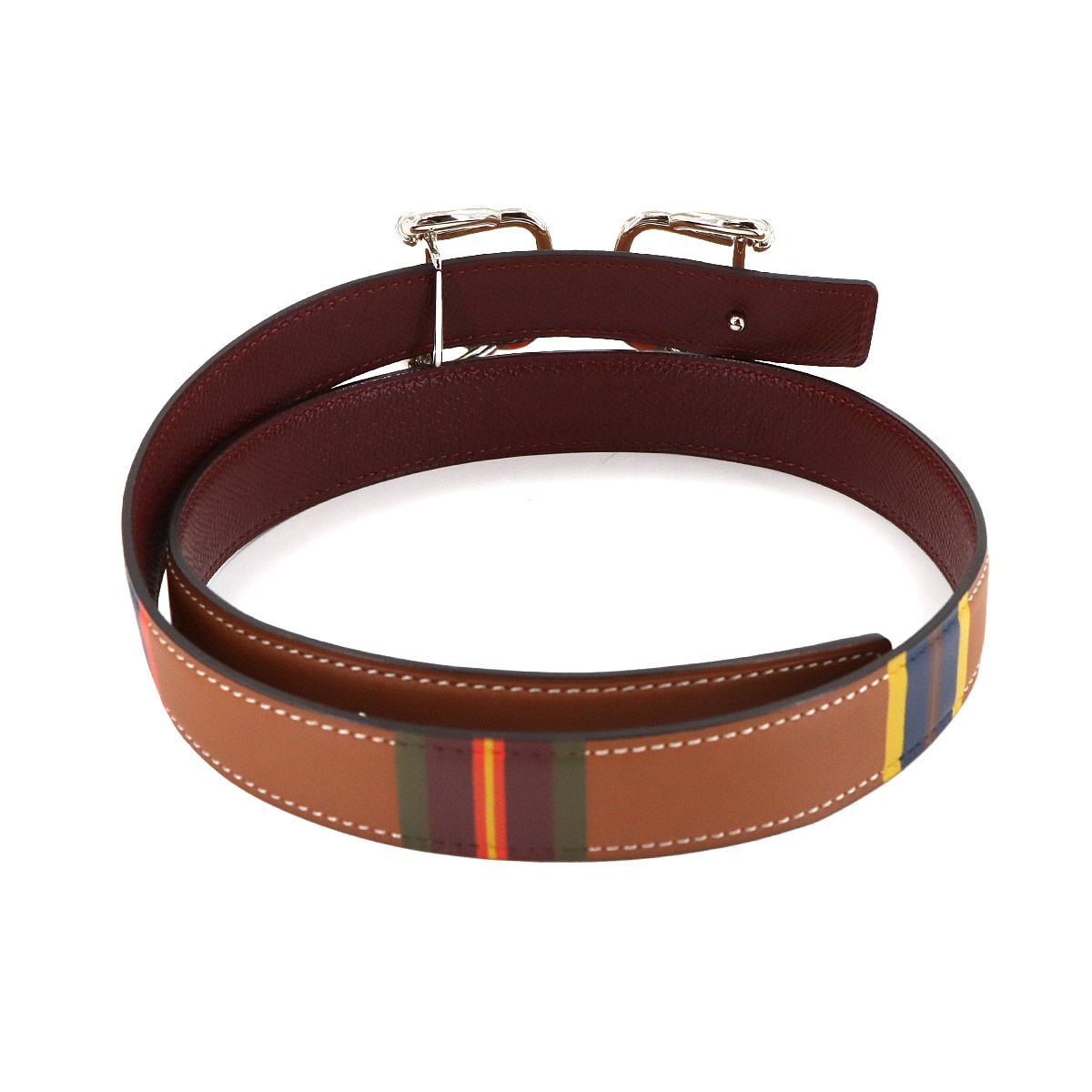 ♥ 展示品 エルメス HERMES リバーシブル ベルト スイフト エプソン マルチカラー 701 U刻印 Reversible Belt