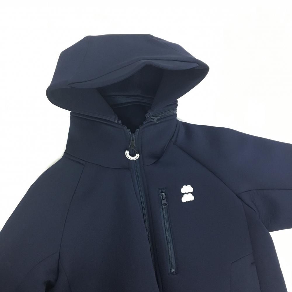 muta　ネイビー フード付き パーカー　美品 超美品】ムータマリン ジップパーカー ネイビー バックロゴ つば付