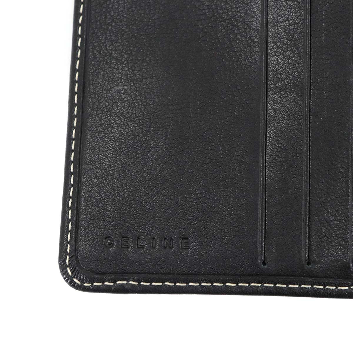 セリーヌ CELINE マカダム 三つ折り 財布 がま口 キャンバス レザー