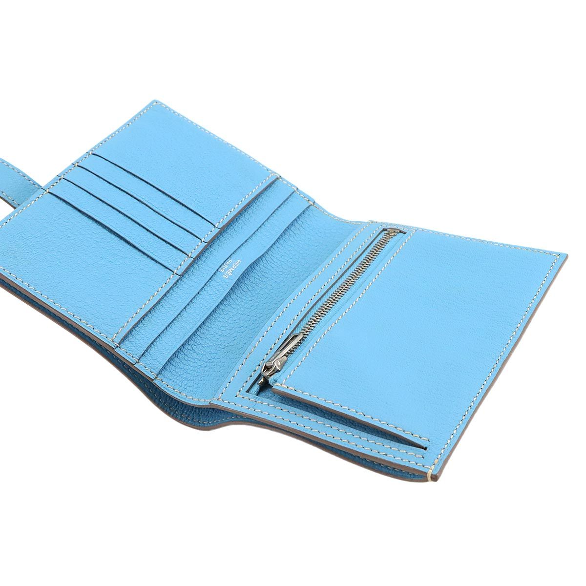 未使用 展示品 エルメス 財布 ベアン コンパクト 二つ折り 財布 シェーブル セレスト □O刻印 レディース 90304846 【中古】ブランド 未使用 展示品 エルメス HERMES ベアン コンパクト 二つ折り 財布