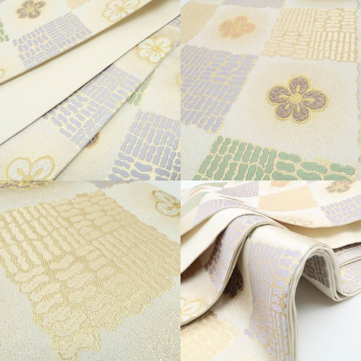  ❁tomihisa❁ 着物 正絹 市松 梅薫り 特別お洒落に開花する春 袋帯 7375 袋帯 帯
