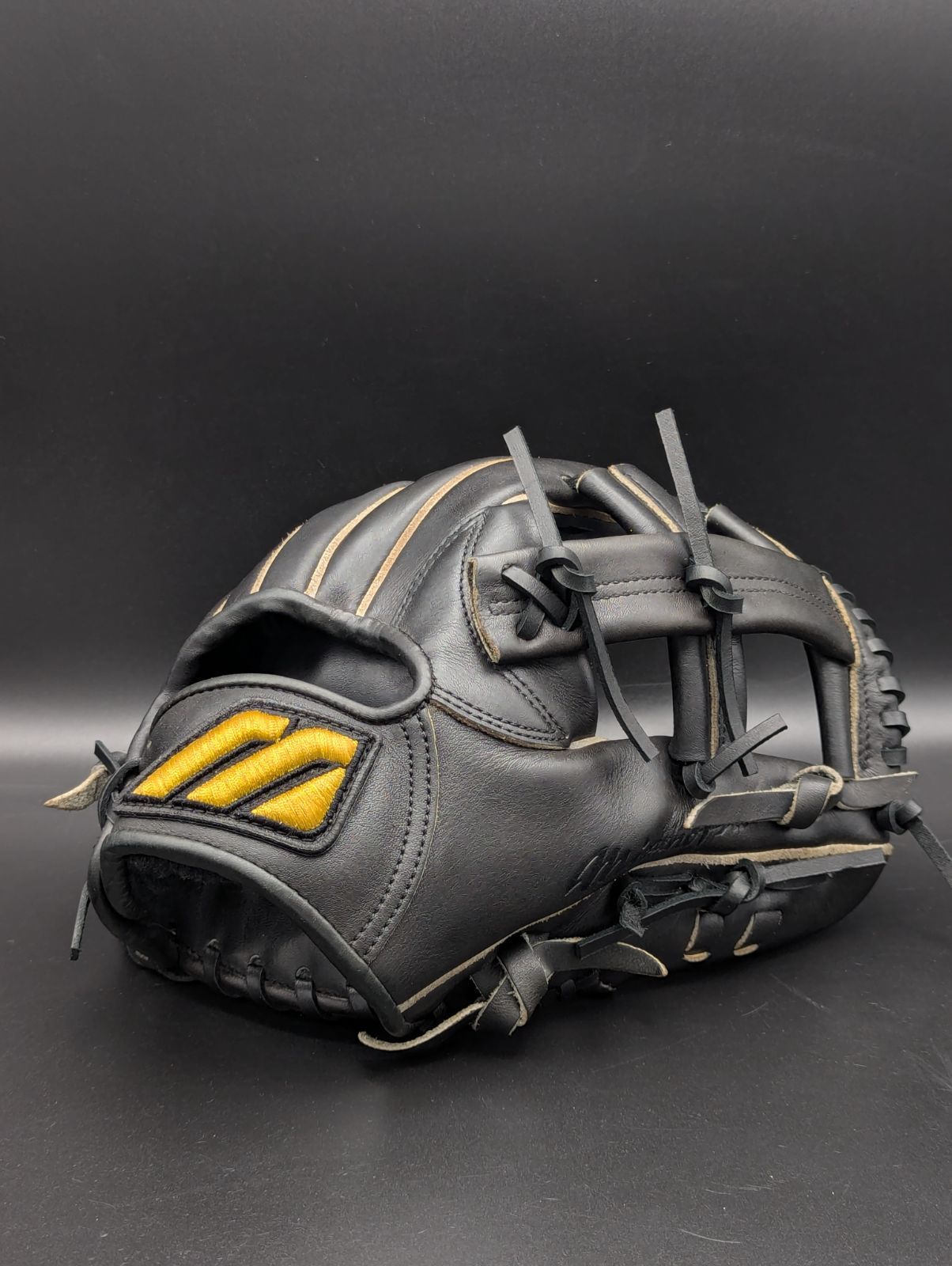 全紐交換無料 当社フルメンテナンス済 ビッグM 金糸 搭載 硬式 ミズノプロ 4 Dテクノロジー MizunoPro 2 GW-28916 リバイバルカスタムグローブ 本体 ブラック ｜ G-LOVE LIBERTY