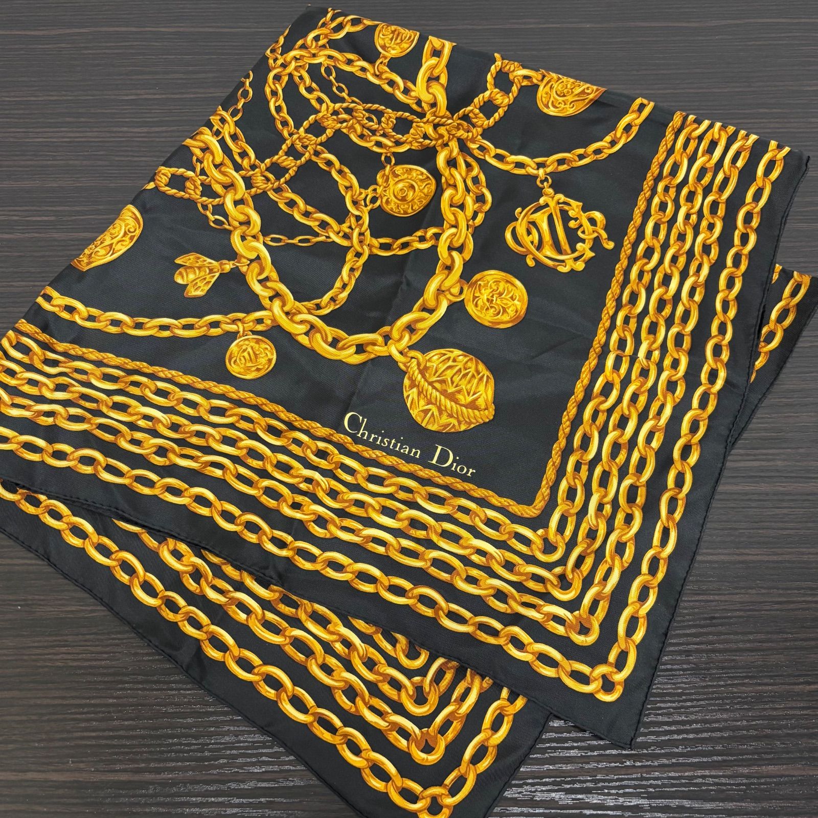 最終値下げ　ChristianDior ディオール　ロゴ　大判ストール スカーフ ▪️ Christian Dior クリスチャンディオール スカーフ ストールシルク