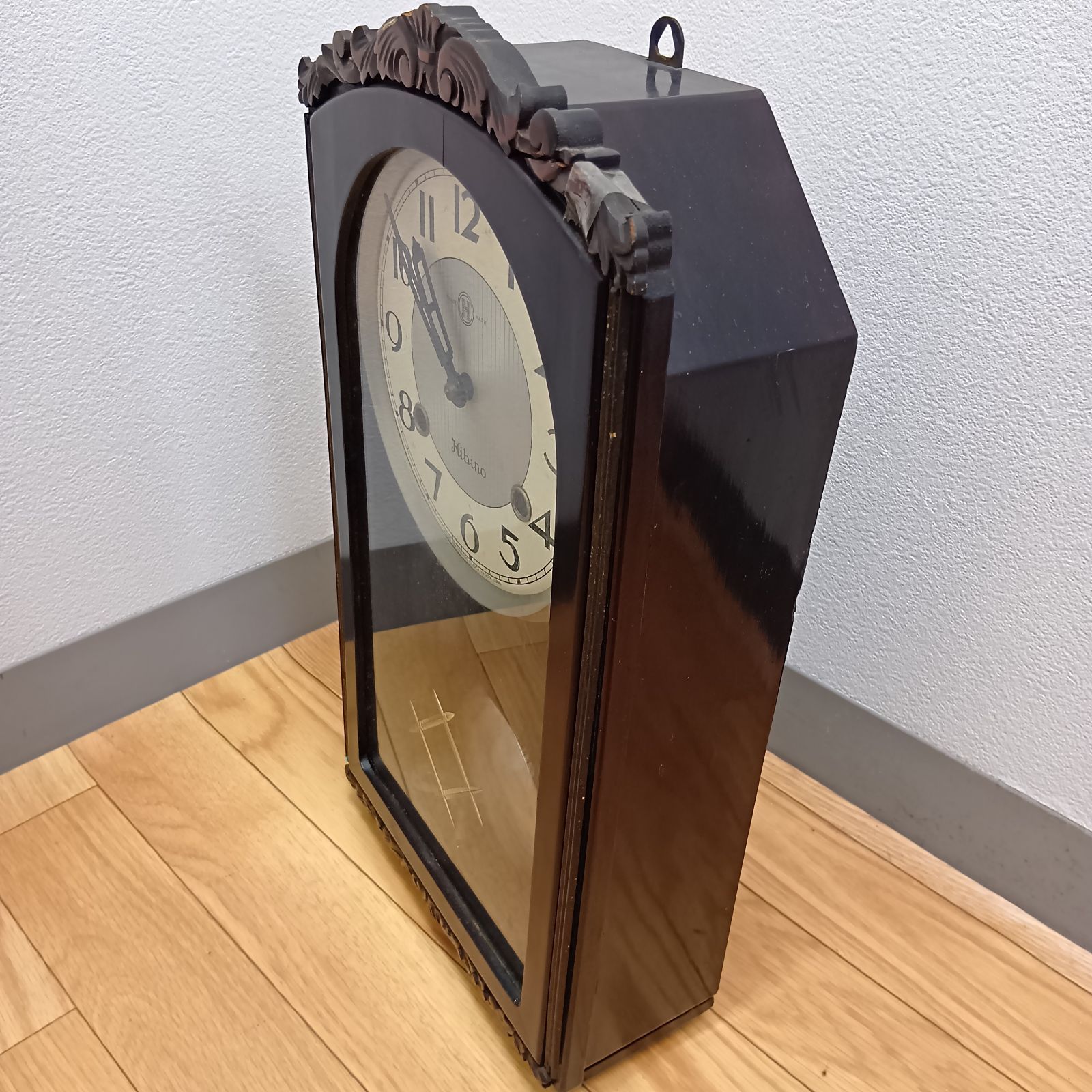 昭和レトロ ヒビノ時計 宮型 ゼンマイ式振り子時計 HIBINO 掛時計