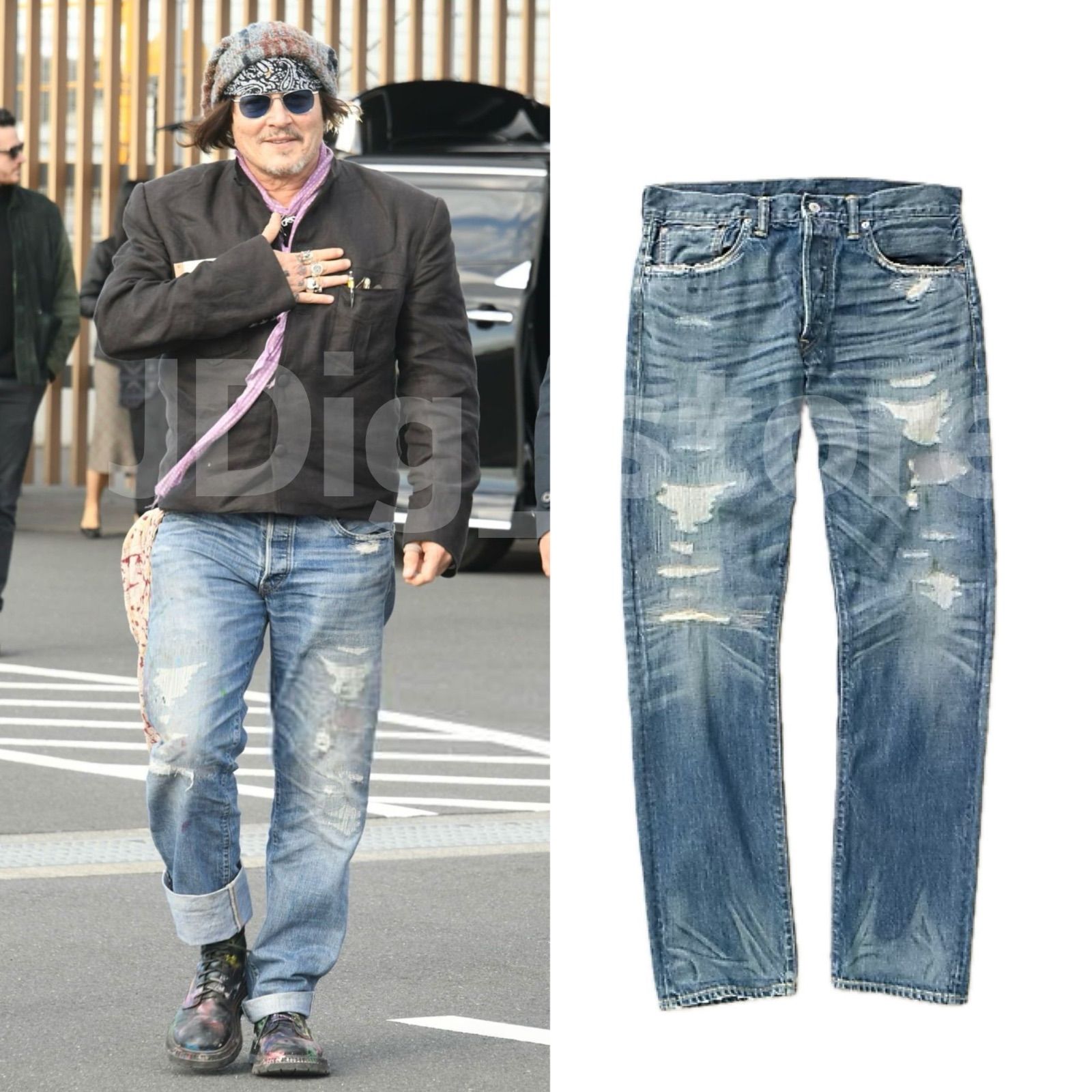 レア ジョニーデップ 来日着用 RRL ラルフローレン ダメージリペア