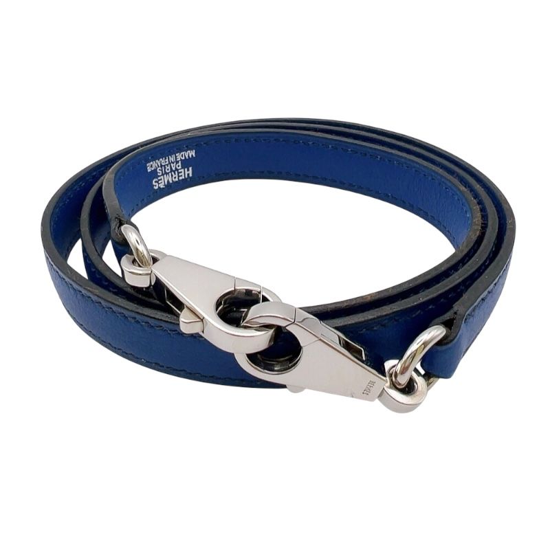 エルメス HERMES ショルダーストラップ ブルーフランス シルバー金具 ガリバー レディース