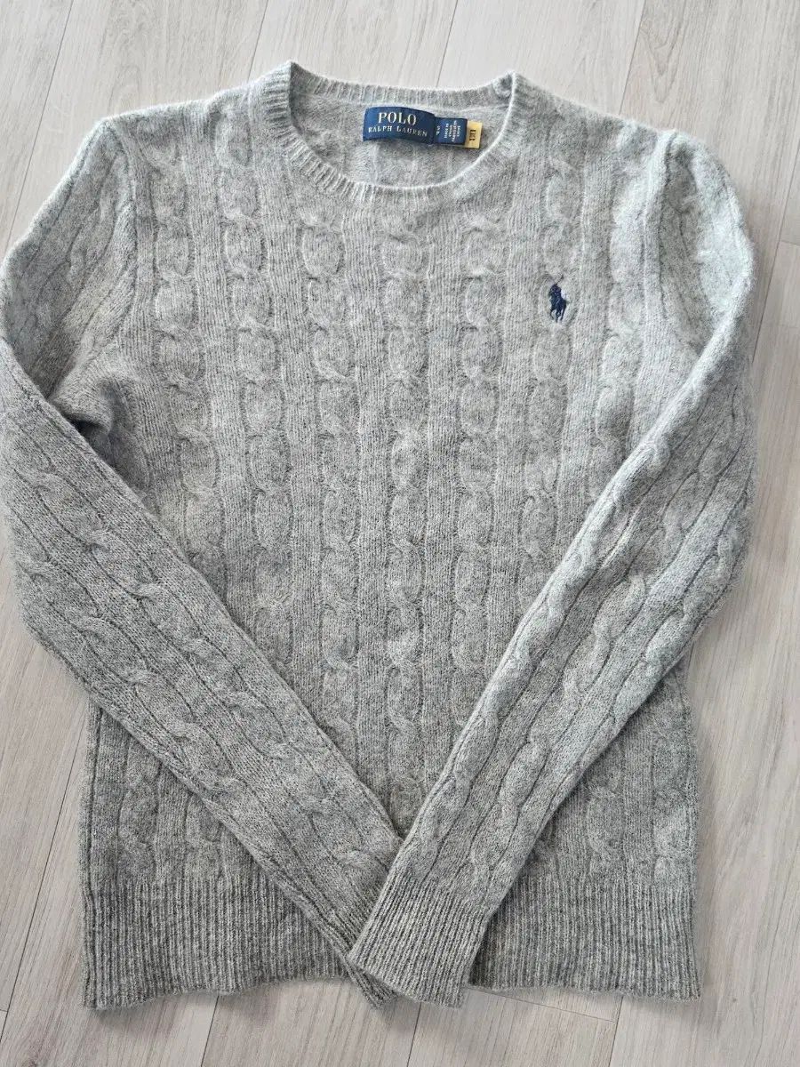 ポロ QR ガールズ ケーブル ニット グレー s