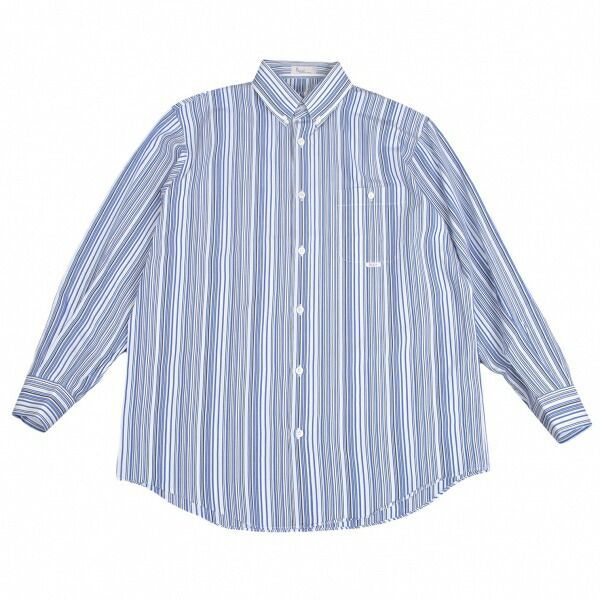 PAPAS パパス パパスPapas コットンストライプボタンダウンシャツ 白青48M