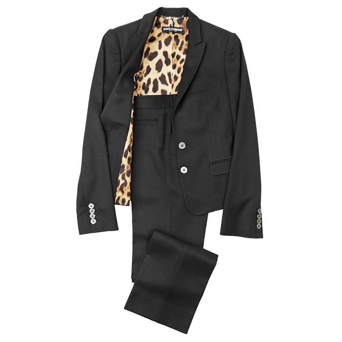 DOLCE-GABBANA ドルチェ アンド ガッバーナ スーツ セットアップ ジャケット スラックス ロゴ ボタン 2 B テーラード レオパードライニング コットンストレッチ ジャガード 総柄 パンツ レディース サイズ 38 ブラック 黒 イタリア製