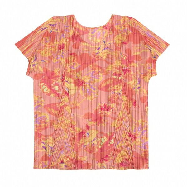 ショップ プリーツプリーズPLEATS PLEASE 花柄フレア切替Tシャツ ピンク4