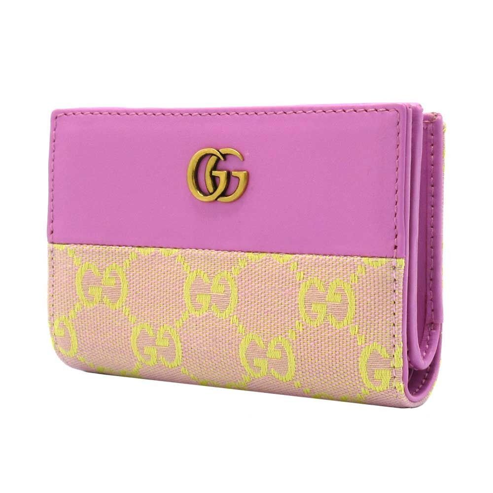 グッチ 財布 二つ折り財布 GUCCI GG マーモント GG柄 ウォレット ミニ財布 783121 ピンク系 イエロー系 ブティックライン レディース