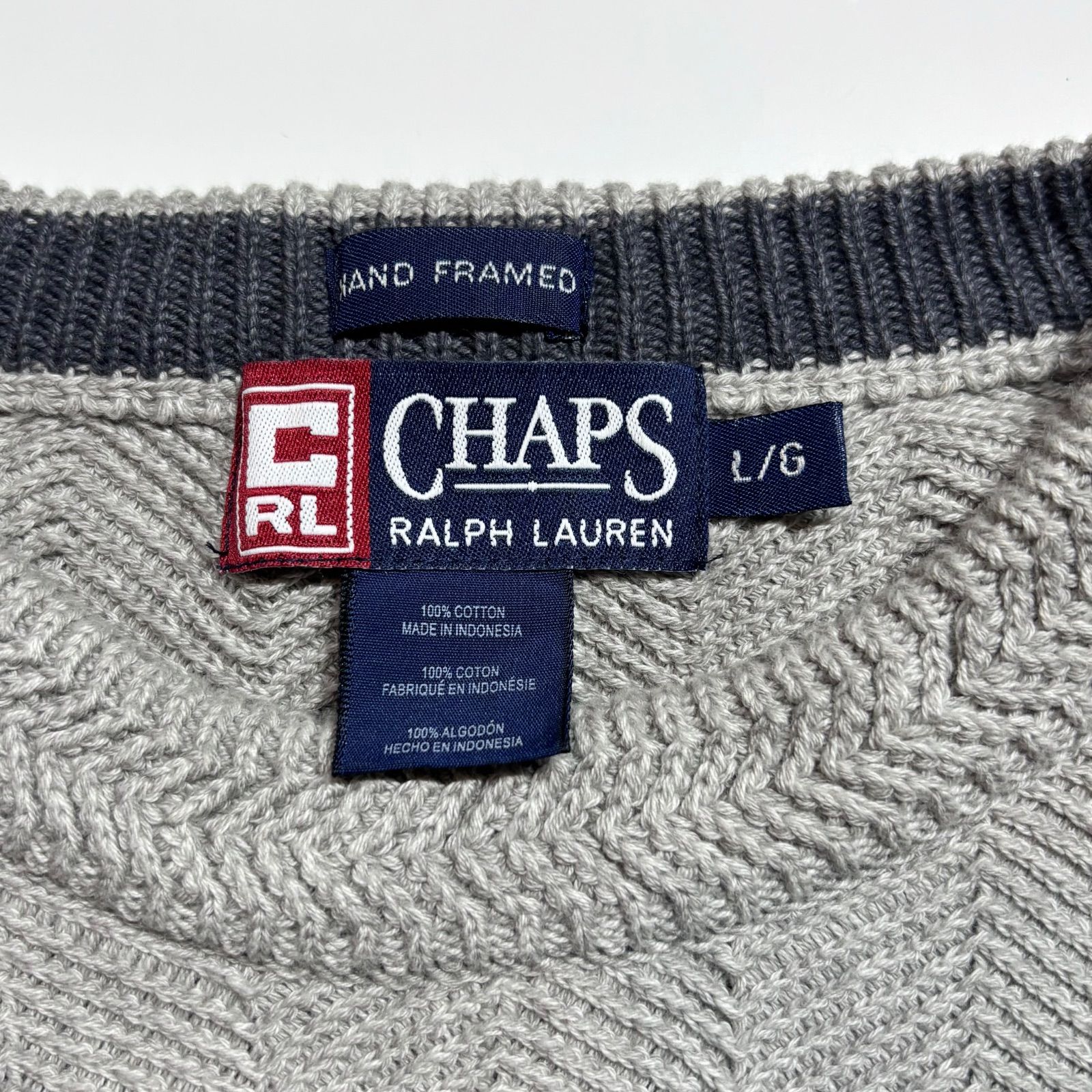 ヘリンボーンコットンニットセーター グレー 90s CHAPS RALPH - メルカリ