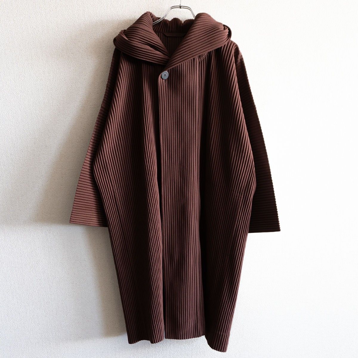 homme plisse セットアップ ブラウン 美品】 HOMME PLISSE ISSEY MIYAKE【プリーツ コート】3 ブラウン