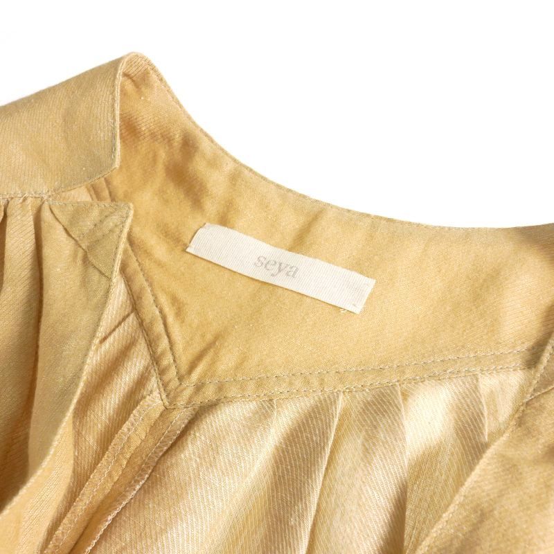 【中古】セヤ Seya. オーバーサイズ リネンシャツワンピース ドレス 半袖 S ベージュ PV10-BE レディース セヤ Seya. オーバーサイズ リネンシャツワンピース ドレス 半袖 S