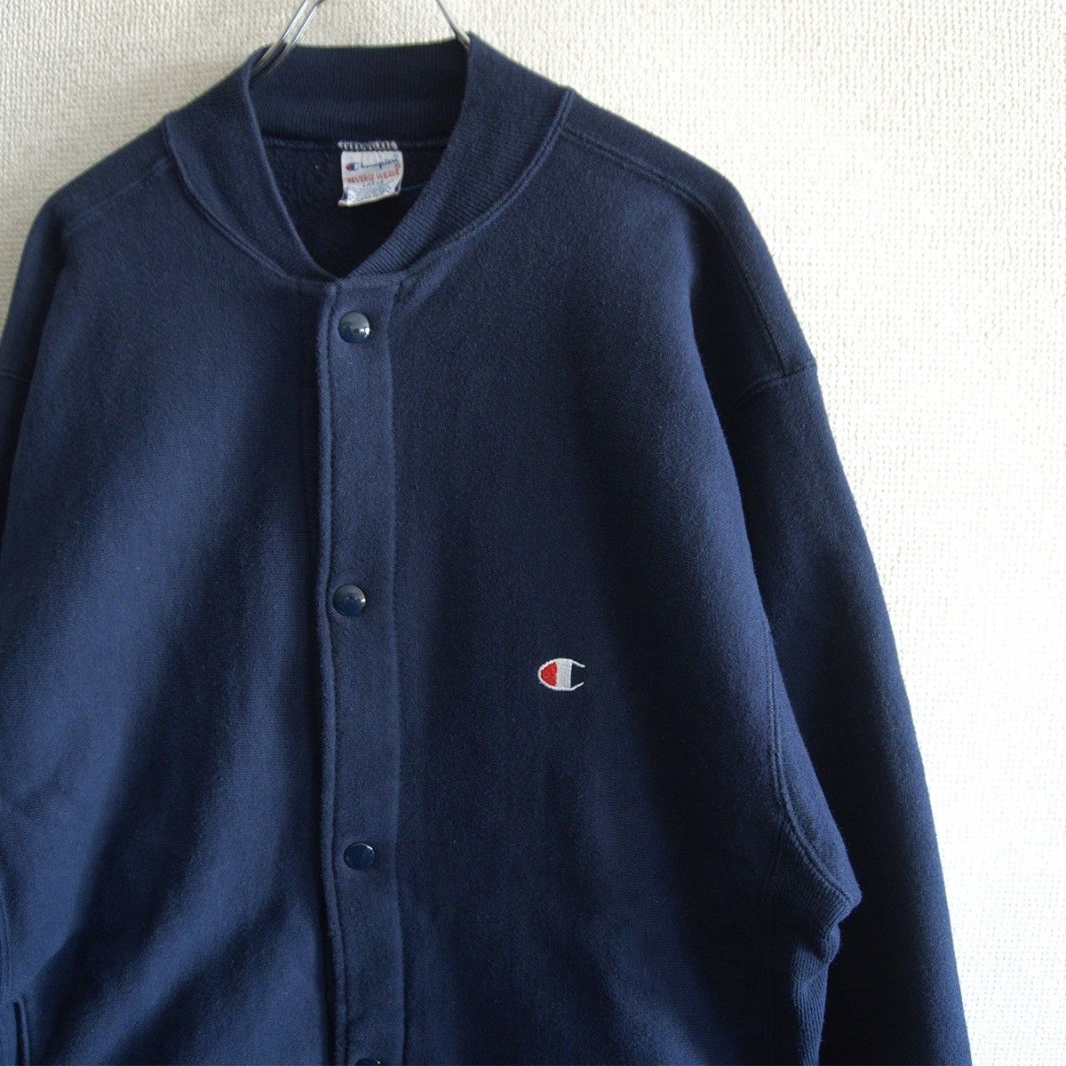 美品/USA製】CHAMPION【90s スナップ カーディガン】L ネイビー