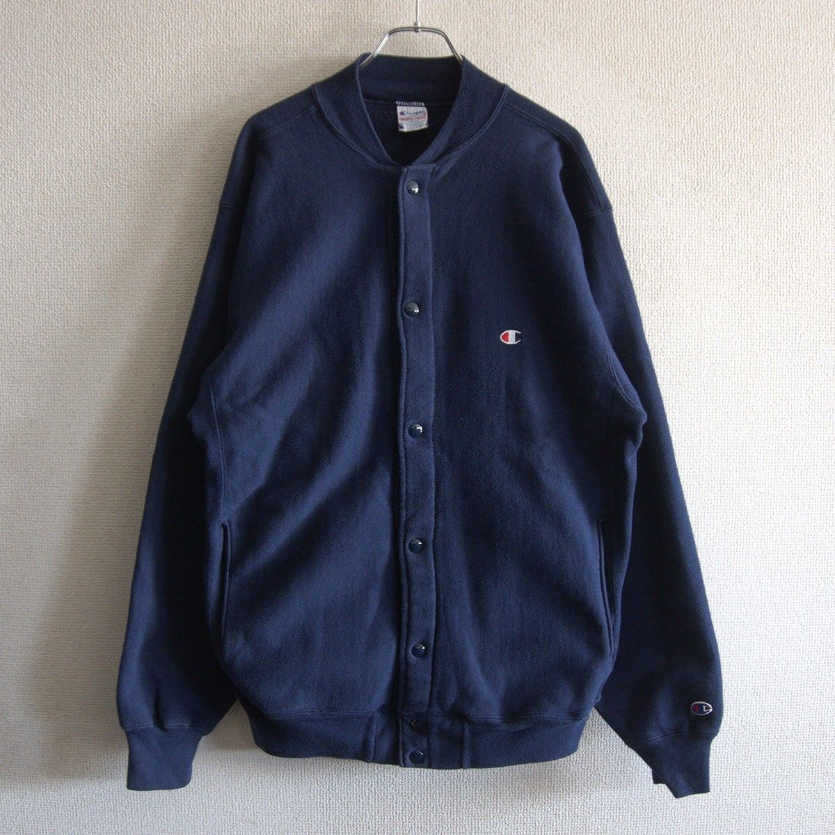 美品/USA製】CHAMPION【90s スナップ カーディガン】L ネイビー