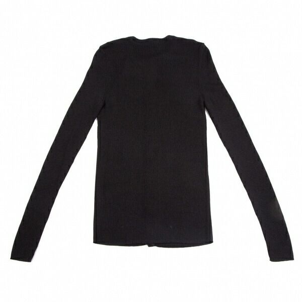 MOSCHINO ブラック カーディガン ニット　人気アイテム！ブラックカラー モスキーノMOSCHINO フラワーレースカラーリブニットカーディガン 黒44