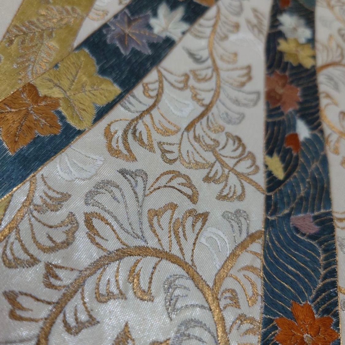 one●kimonoarisa●厳選● ●素晴らしい刺繍の洒落袋帯●正絹●長尺●449