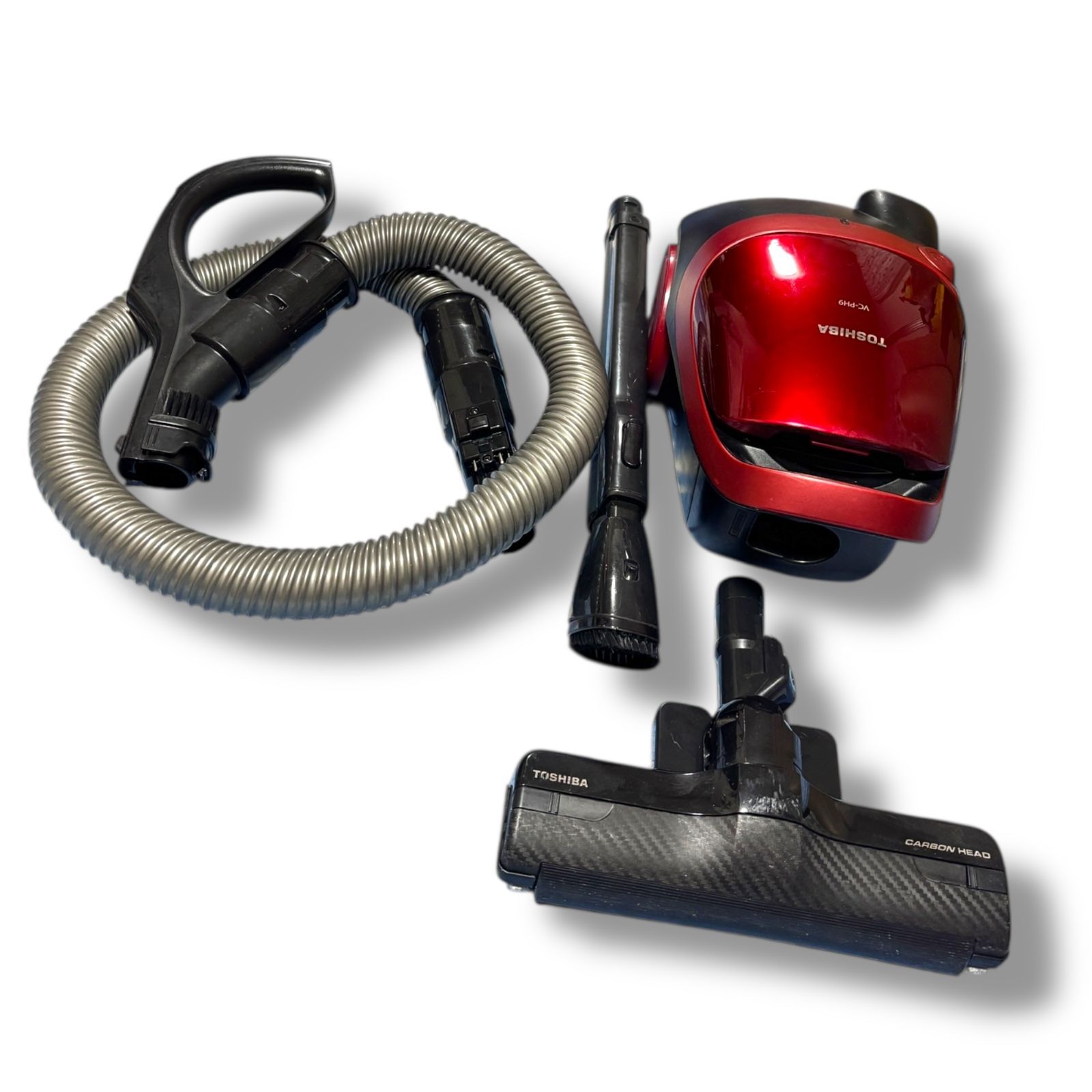 管理番号3306 東芝 掃除機 紙パック式 キャニスター型クリーナー コード式 軽量コンパクト VC PH 9 R グランレッド