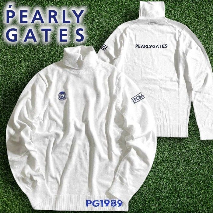 PEARLY GATES タートルネックシャツ ホワイト PEARLY GATES パーリーゲイツ ゴルフ コットン混 SUSTAIN加工 無地
