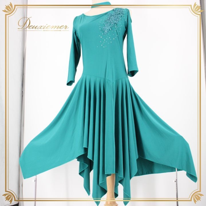 グリーン フレアスリーブ 社交ダンスドレス 社交ダンスドレス Amazon.co.jp: ZX レディース 社交ダンスドレス